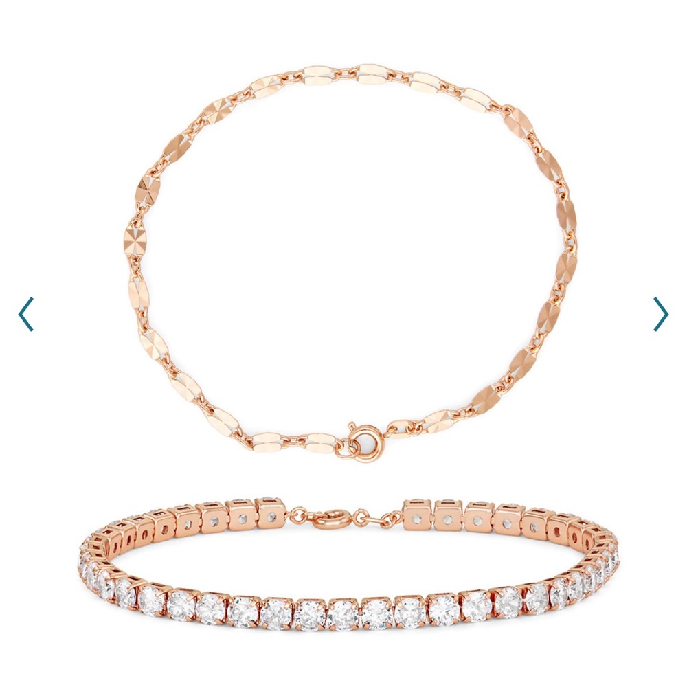 Cubic Zirconia & Rose Gold Tennis Bracelet Set